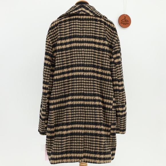 AVEC LES FILLES HOUNDSTOOTH PLAID OVERSIZED PEACOAT - Picture 3 of 13